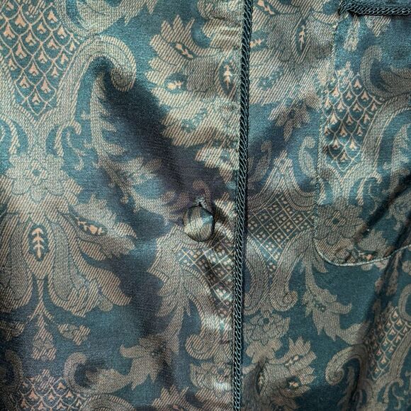 Vtg 90's Victoria’s Secret Y2K Green Gold Paisley Silky Pajama Set Size Small - Picture 5 of 12